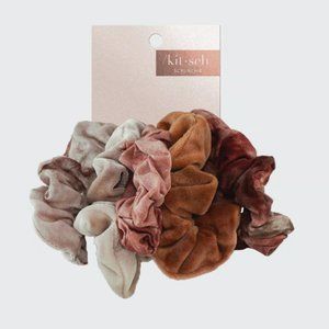 Kitsch Tie Dye Scrunchies in Rust 5 piece Scrunchie Set New